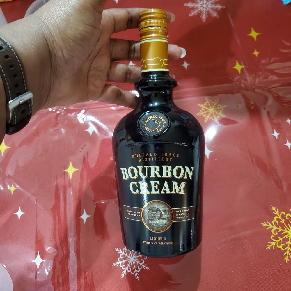 A 750 ml bottle of Bourbon Cream by Buffalo Trace Distillery. 