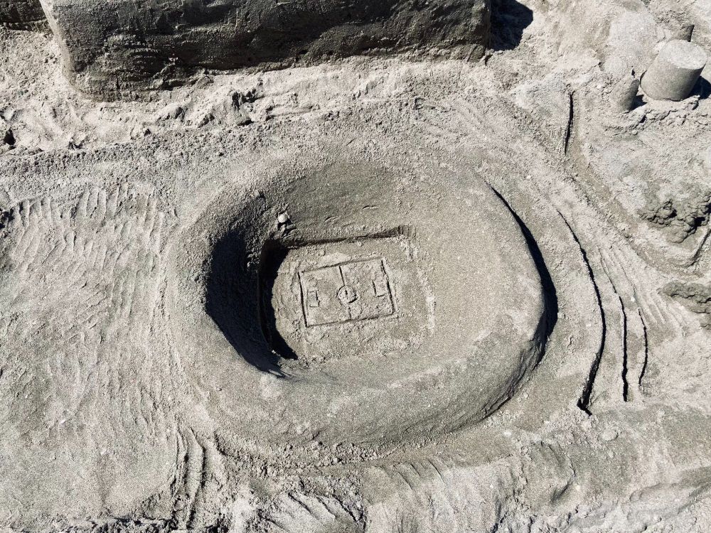 Ein Sand-Fußballstadion