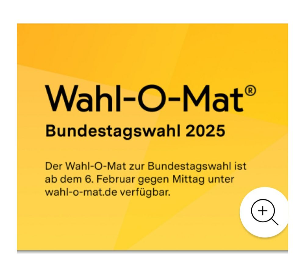 Der Wahl-O-Mat für die Bundestagswahl 2025 ist ab dem 6. Februar mittags unter wahl-o-mat.de verfügbar. 