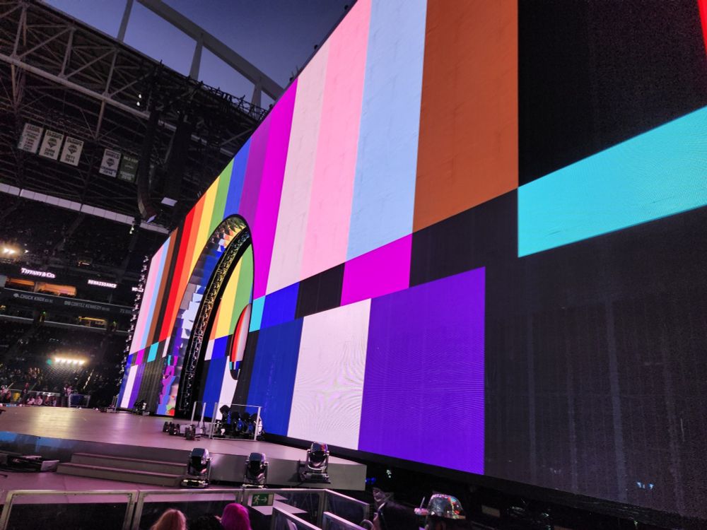 The screen for beyonce Renaissance tour. The bars of color match the pride flag