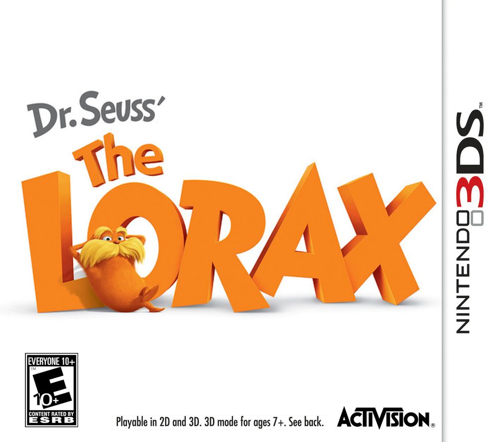 Dr. Seuss' The Lorax (2012), depicted as if it got a tie-in game for the Nintendo 3DS family of systems published by Activision.