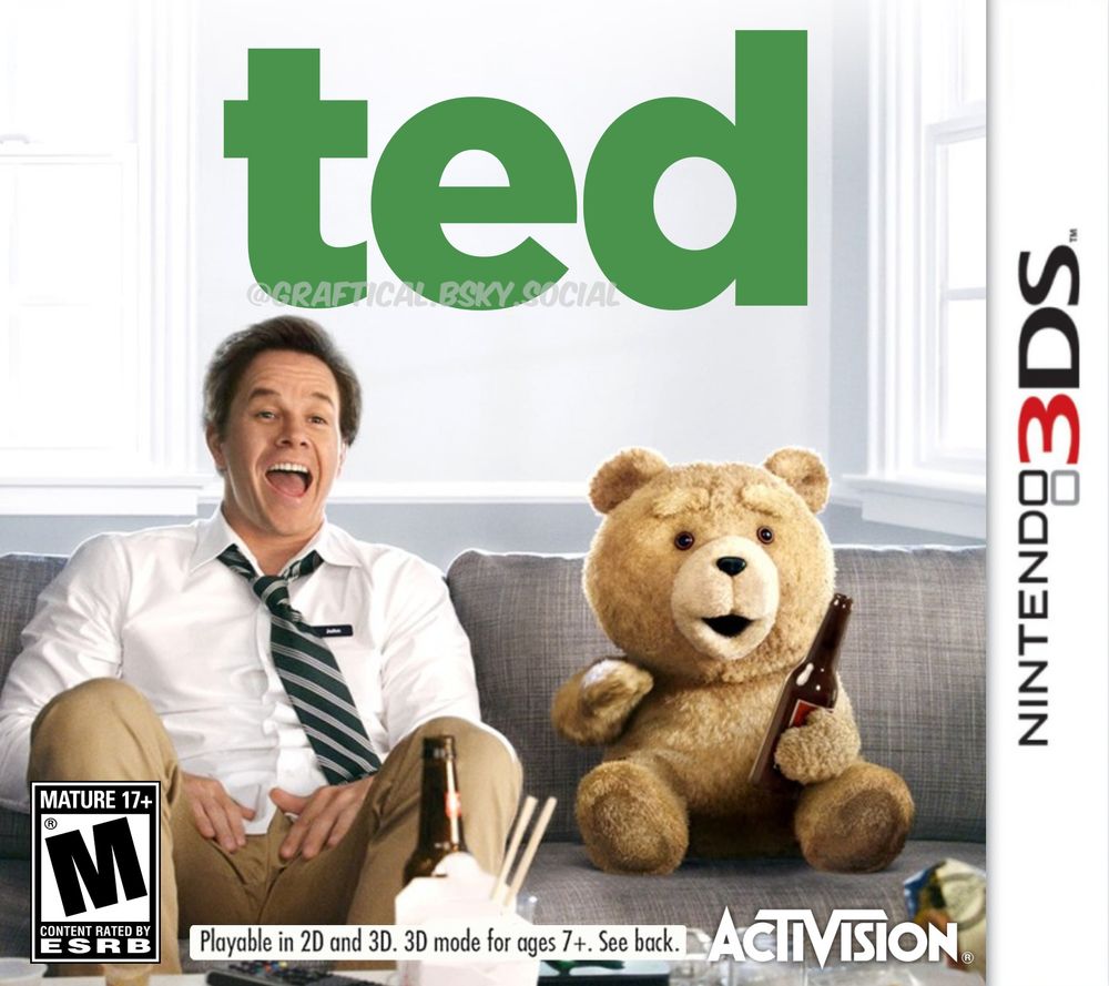 A game boxart depicting Ted (2012) as if it got a Nintendo 3DS games published by Activision