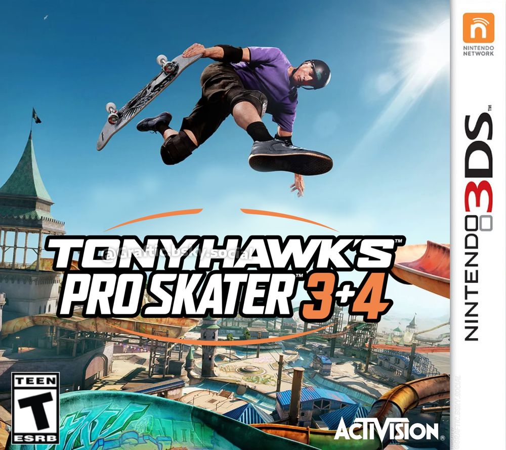 Tony Hawk's Pro Skater 3+4 (2025), depicted as if it got a release on the Nintendo 3DS family of systems.