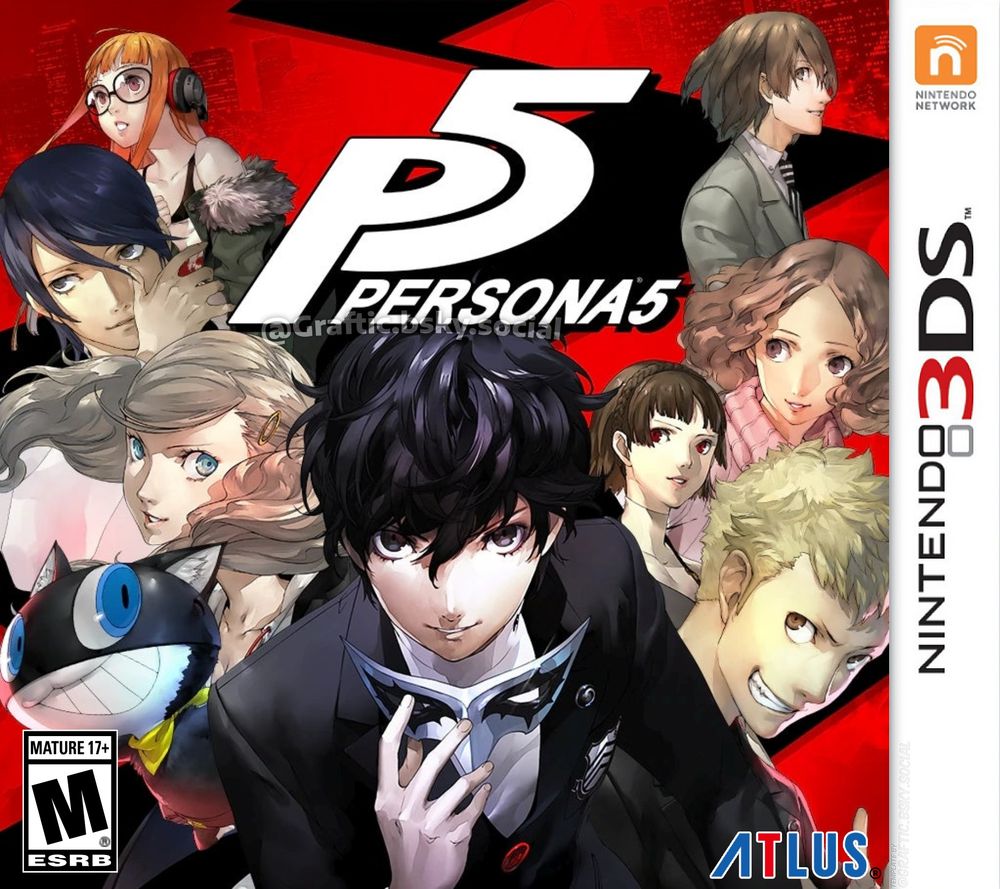 Persona 5 (2017), depicted as if it got a release on the Nintendo 3DS family of systems.