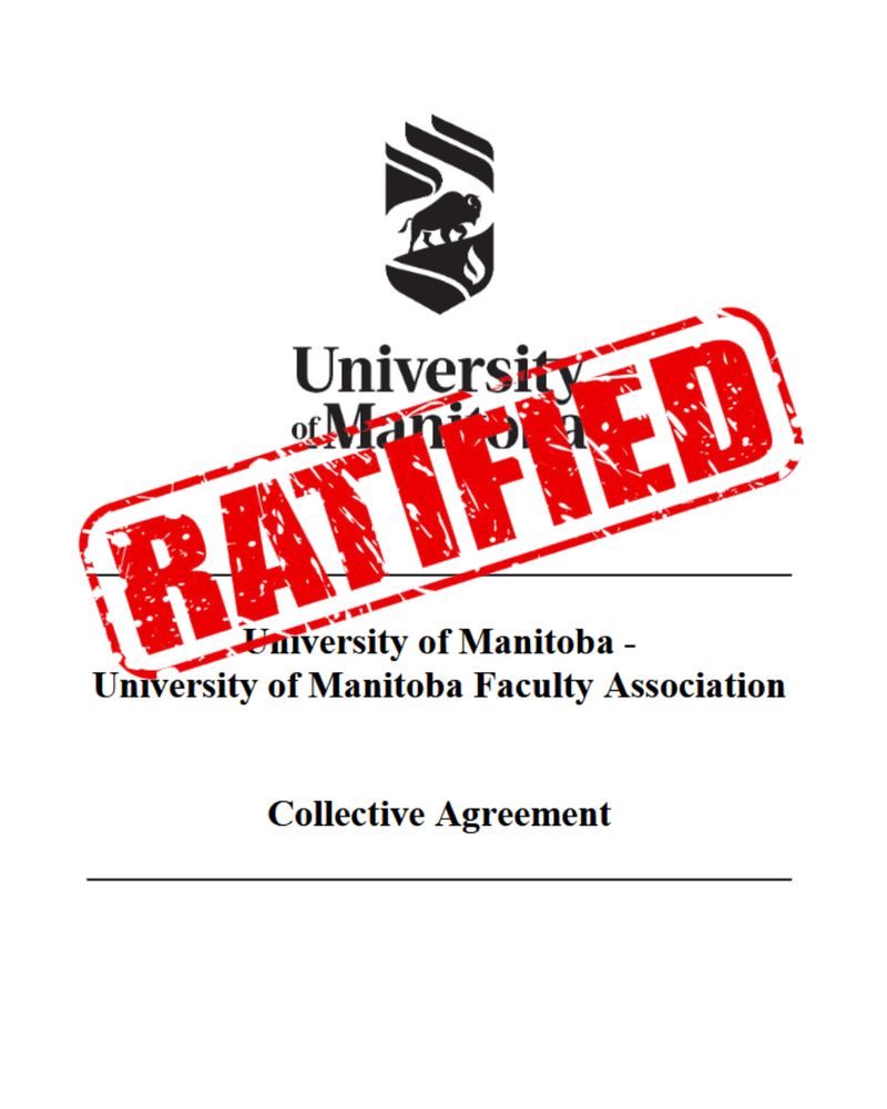 Image of a collective agreement with a "ratified" stamp on it.