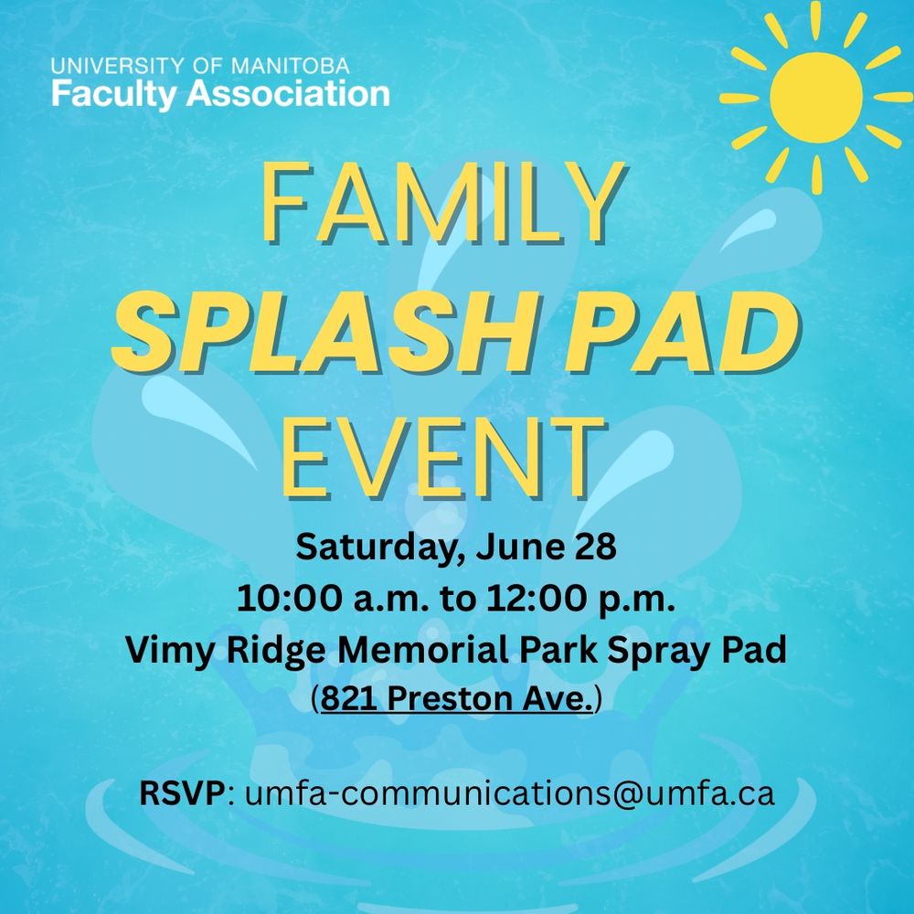 Blue background with a water splash and bright yellow sun. Text information over top. 