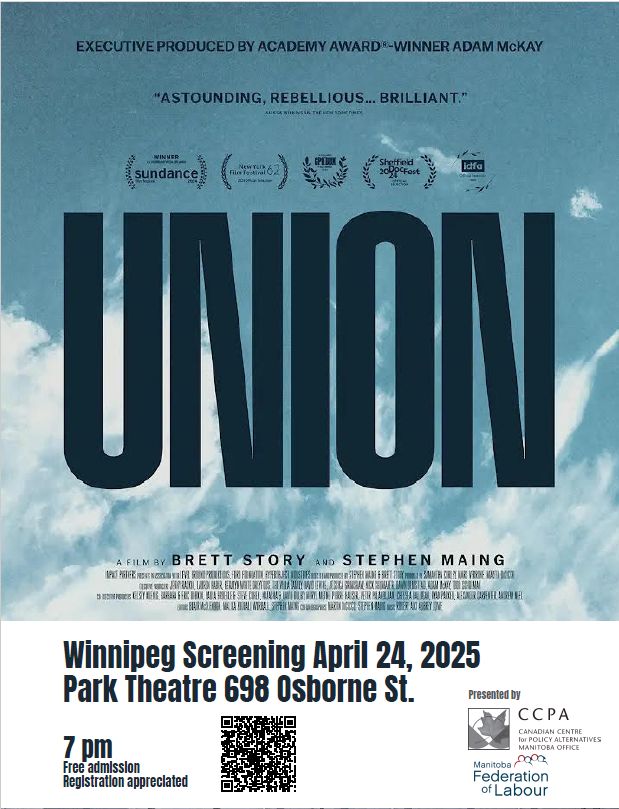 Movie poster for UNION at the Park Theatre. Winnipeg Screening April 24 at 7 pm.