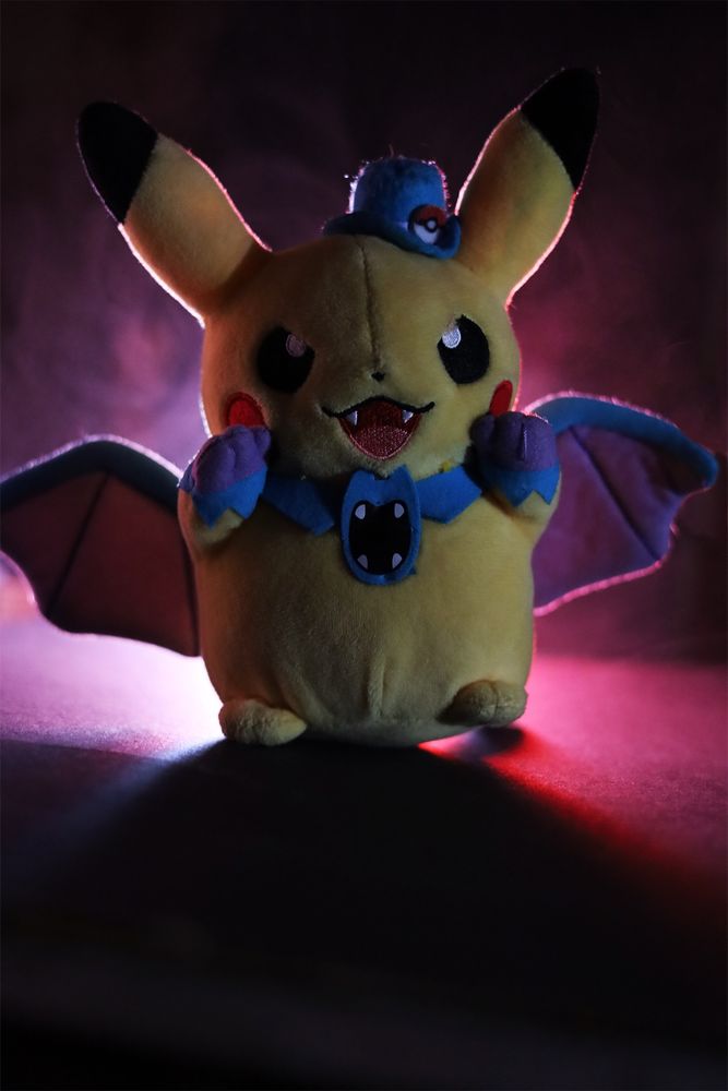 Pikachu plush with Golbat outfit 