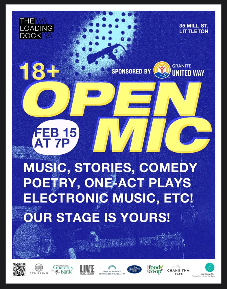 Free! Saturday 2/15 at 7 we welcome adult performers in the community to come out and share your talents. This open mic is for any kind of performance that is of interest. Doors open at 630, sign up sheet at the door. We have a full PA, mics, guitar and bass amps, drums and quarter and either inch (headphone) inputs to the speakers. Big thanks to Granite United Way for providing support and encouragement to make this event possible. If you have any accessibility concerns please let us know. 