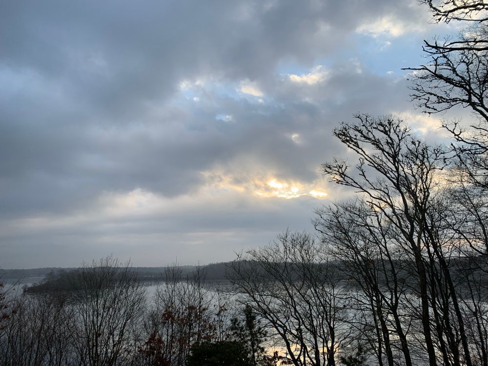 The Sun is fighting its way through the gray…