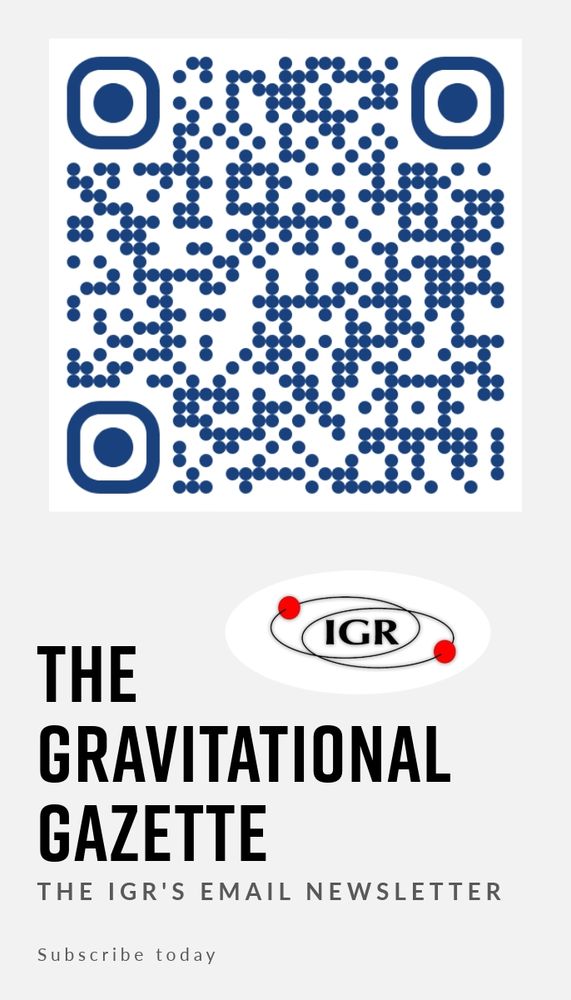 A QR code for the link in the text and the masthead for the Gravitational Gazette.