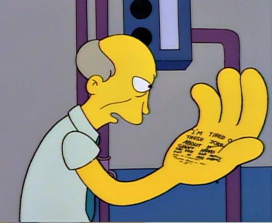 Guy with a giant hand on the Simpsons.