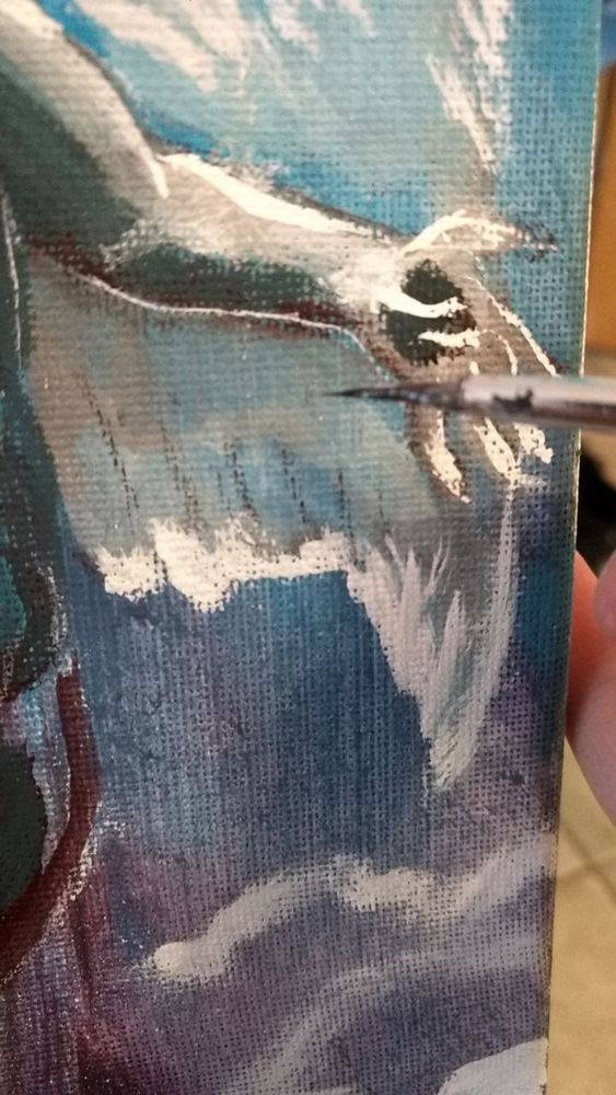An acrylic painting for Awoostria. The white line on the arm is also acrylic colour, of course!