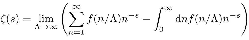 A formula for the Riemann zeta function as limit of UV-cutoff with local counter-terms subtracted.