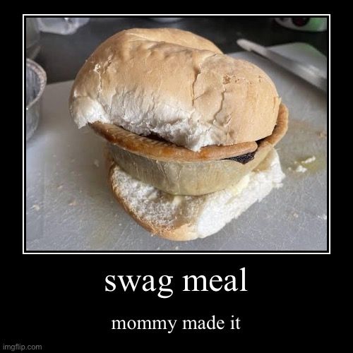 it is a picture of a homemade wiggan kebab: a meat pie sandwiched between two halves of a bread roll.