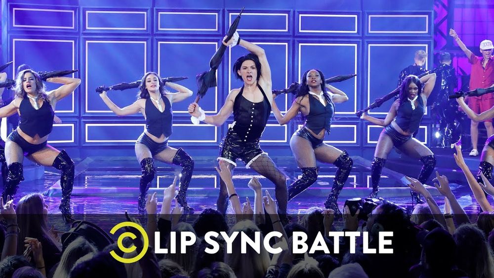 Tom Holland performing on Lip Sync Battle, to the song "Umbrella."