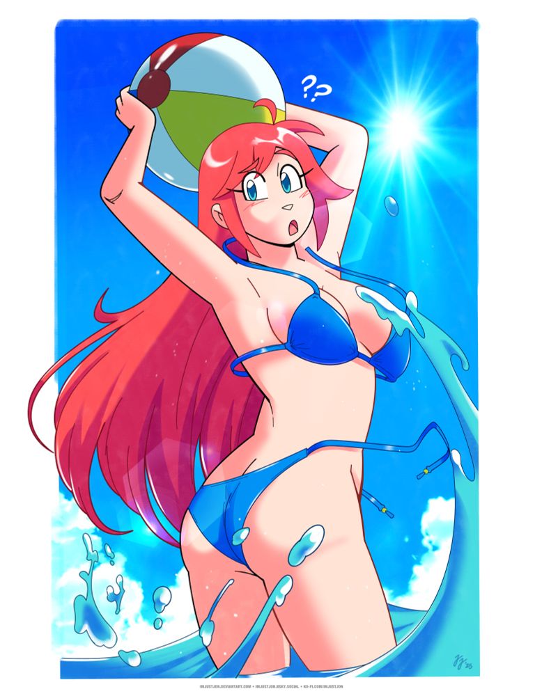 Wednesday, playing with a beach ball in the surf, unaware of her impending exposure to the elements. No one tell her. She'll know soon enough.