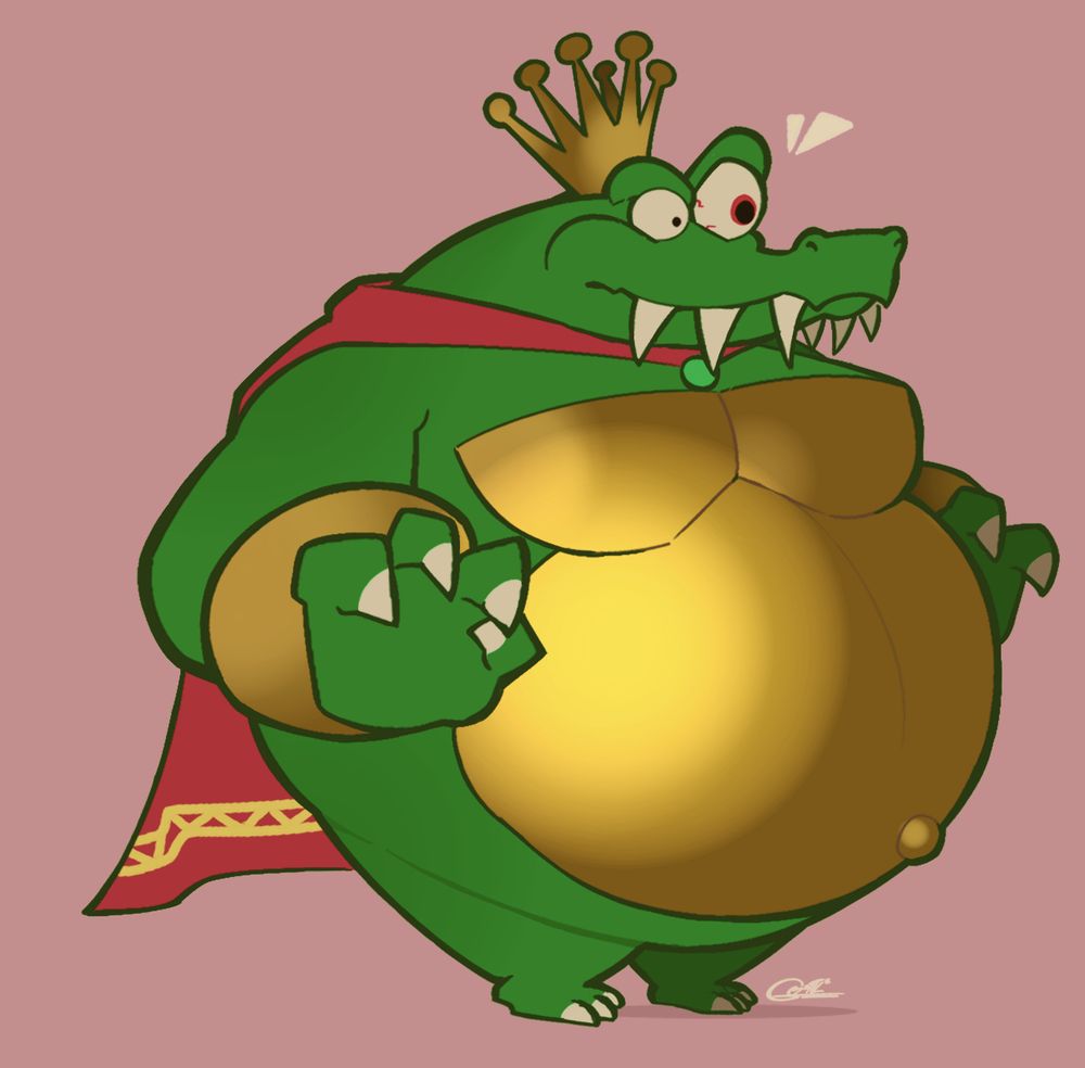 A stylized doodle of King K. Rool from Donkey Kong Country.