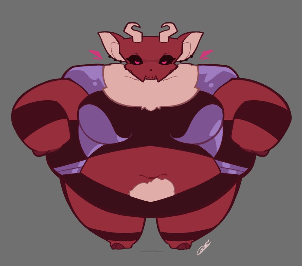 A doodle of Spite - the giant demon antelope - in a miniature, chibi-like style. This version lacks a cape.