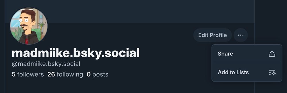 Click the 3 dots on your profile to share the link!
