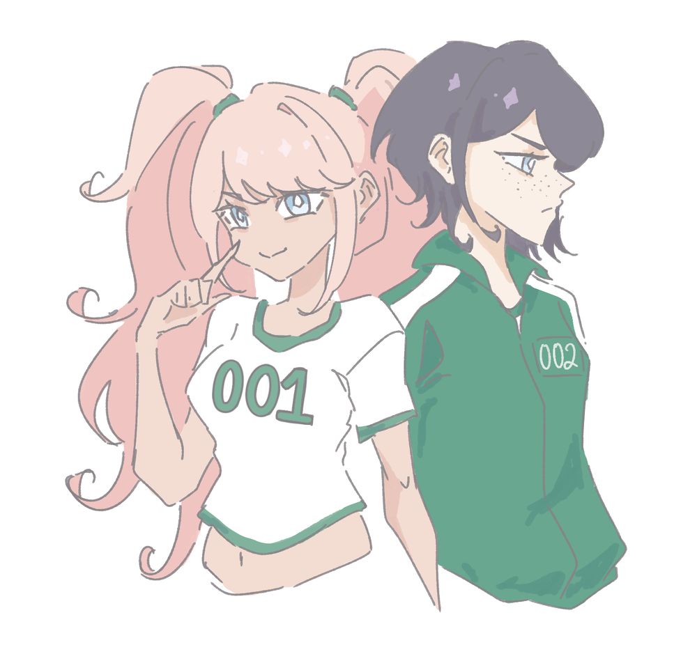 junko and mukuro as player 001 and 002 