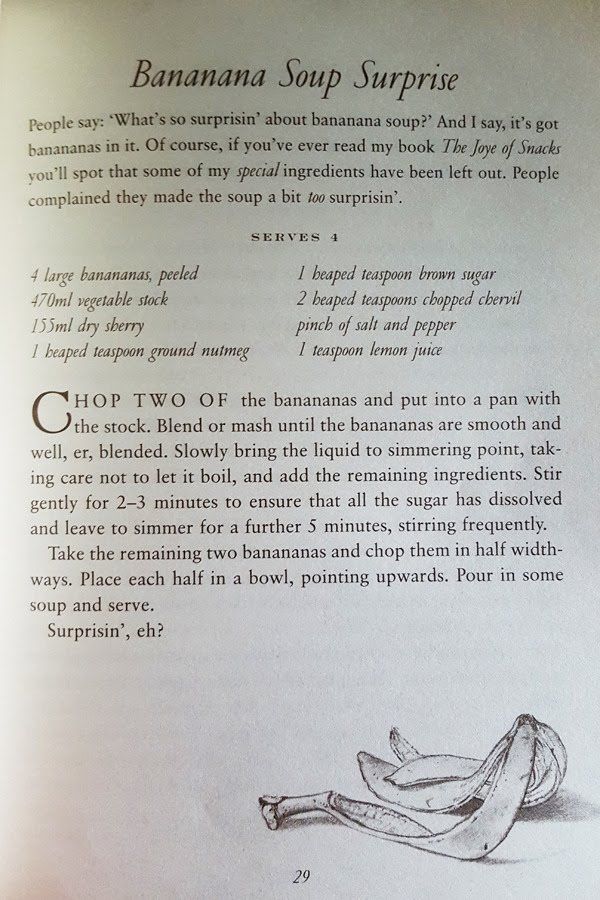 Again, not in rat
A recipe for Banana Soup Surprise

One of the dishes I made for a Discworld themed dinner party

25 guests, half loved it, half hated it