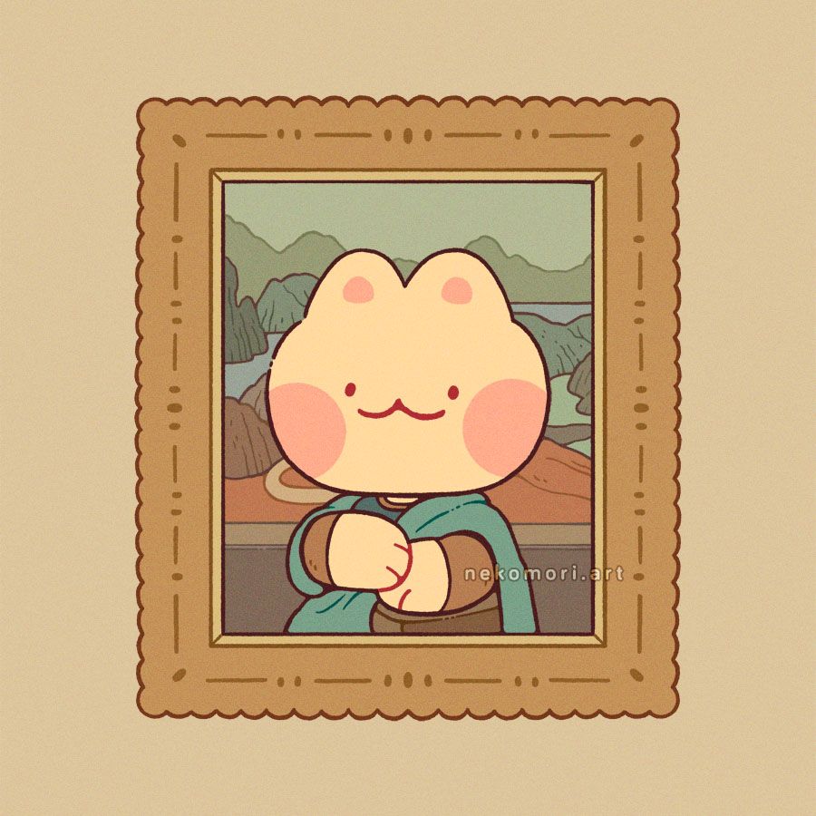 Illustration inspired by Da Vinci's Mona Lisa, but with an anthropomorphic cat instead of the famous lady.
