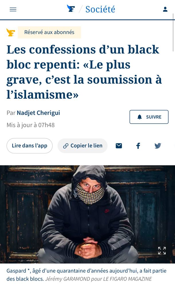 Les confessions d’un black bloc repenti: «Le plus grave, c’est la soumission à l’islamisme»