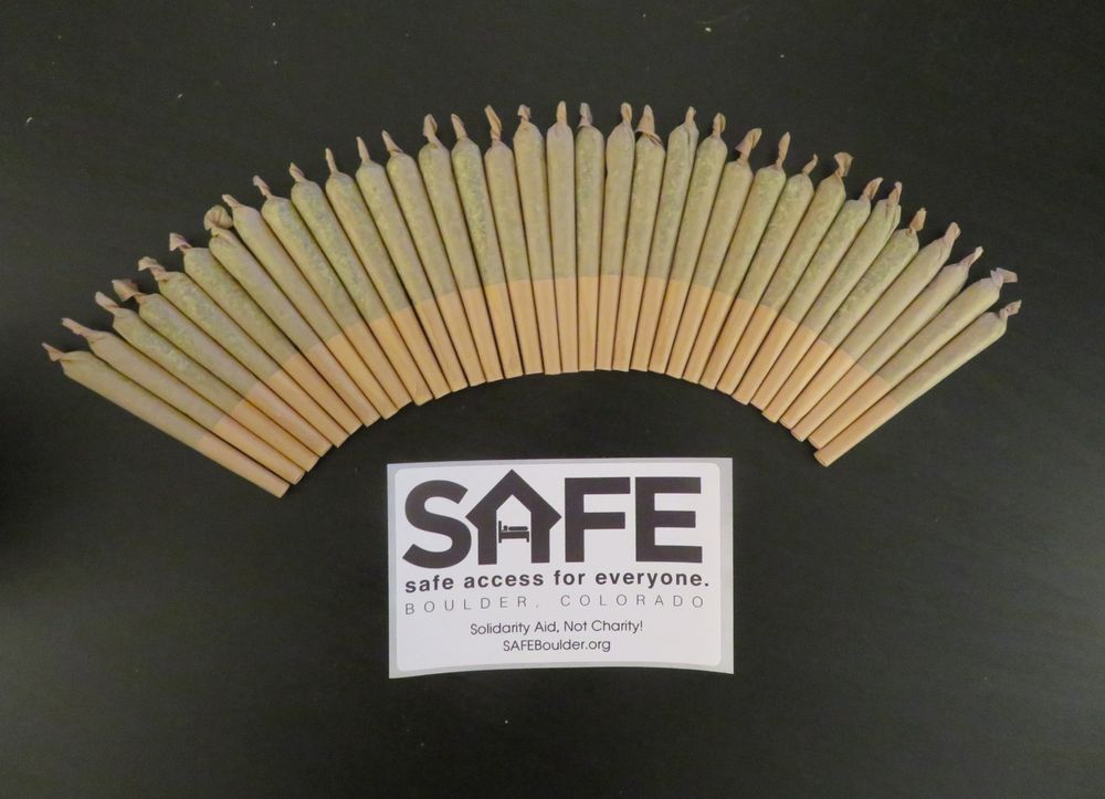 About 20 marijuana cigarettes and a SAFE sticker