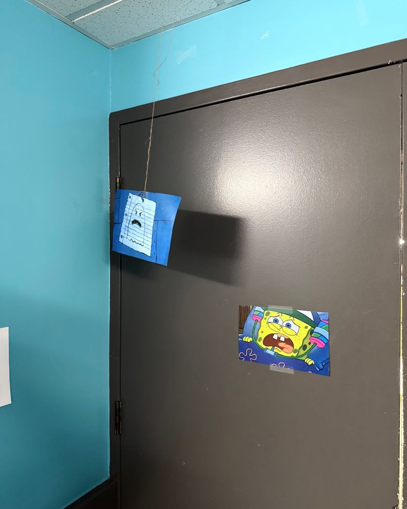 A recreation of the ghost on a notepad scene from the SpongeBob episode Smitty Werbenjägermanjensen