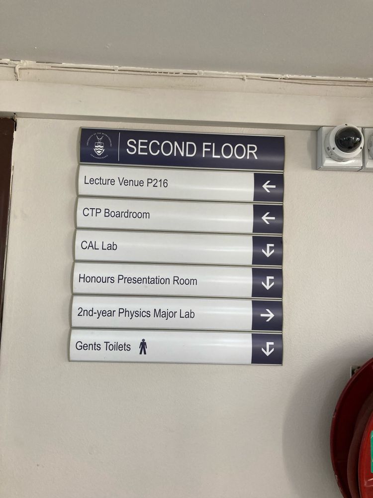 Directions showing male but no female toilets.