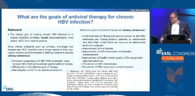 Slide showing the goals of antiviral therapy for chronic HBV infection 