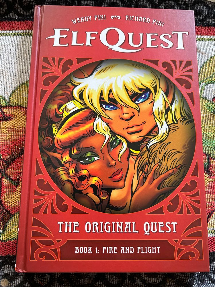 Photo of Book 1 of the new remastered color reprint series of Elfquest by Wendy and Richard Pini.