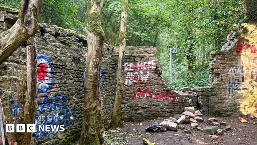 Vandals daub paint across the historic site in Chapel-en-le-Frith, police say.