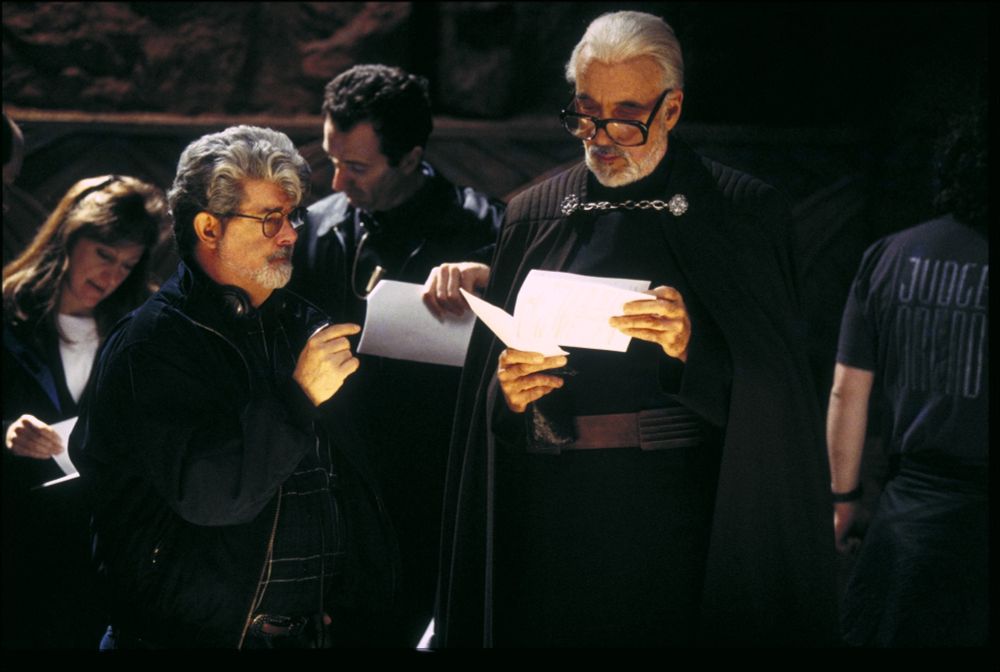 George Lucas and Christopher Lee as Count Dooku
