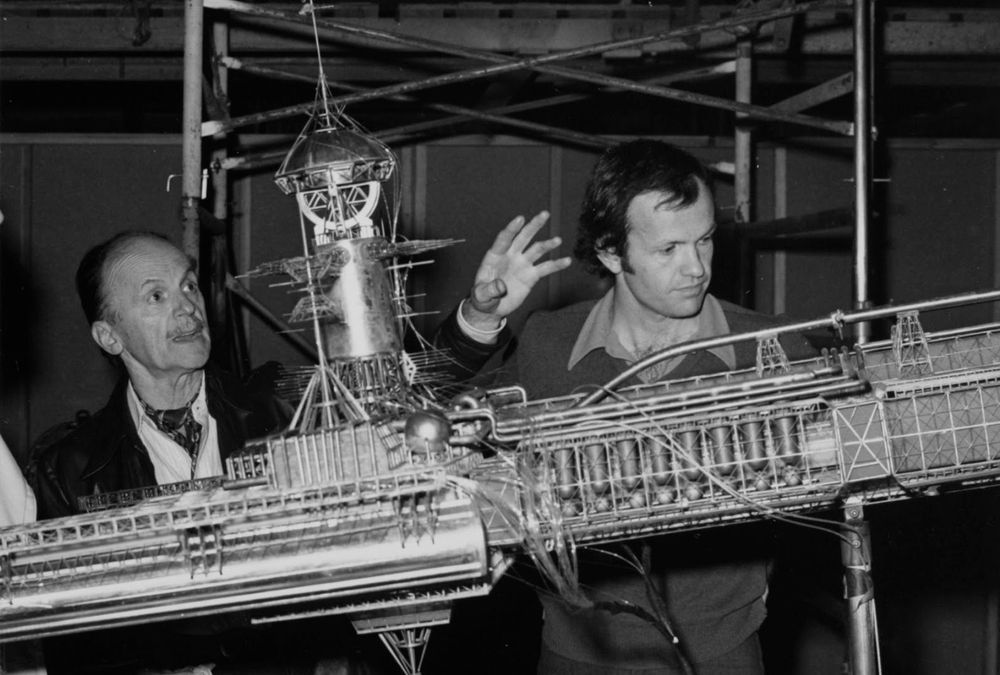 Peter and Harrison Ellenshaw working on the USS Cygnus 