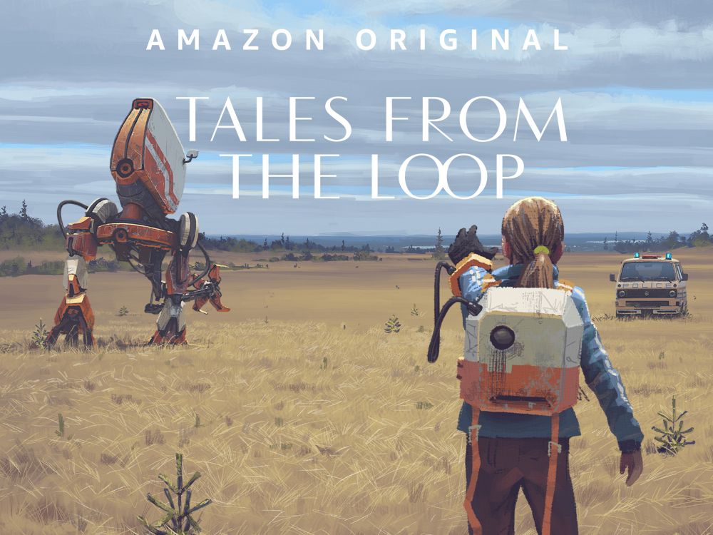 A title card for the Amazon Original series "Tales From The Loop" features the series logo, which is a stylized font spelling out "TALES FROM THE LOOP." The text "AMAZON ORIGINAL" is visible in the upper left corner.