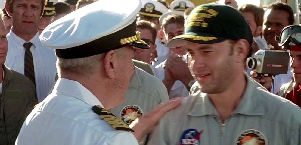 Jim Lovell and Tom Hanks, who plays Jim Lovell in Apollo 13 (1995).