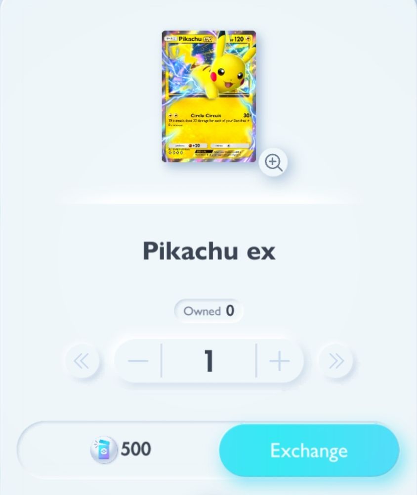 Pikachu ex ◇◇◇◇ from Genetic Apex in pokemon TCG pocket for 500 pack points