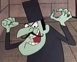 Snidely Whiplash grinning his evil grin 