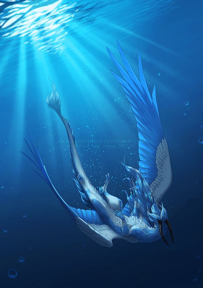 Dragon sinking in water
