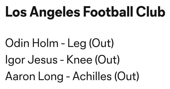 LAFC injury report