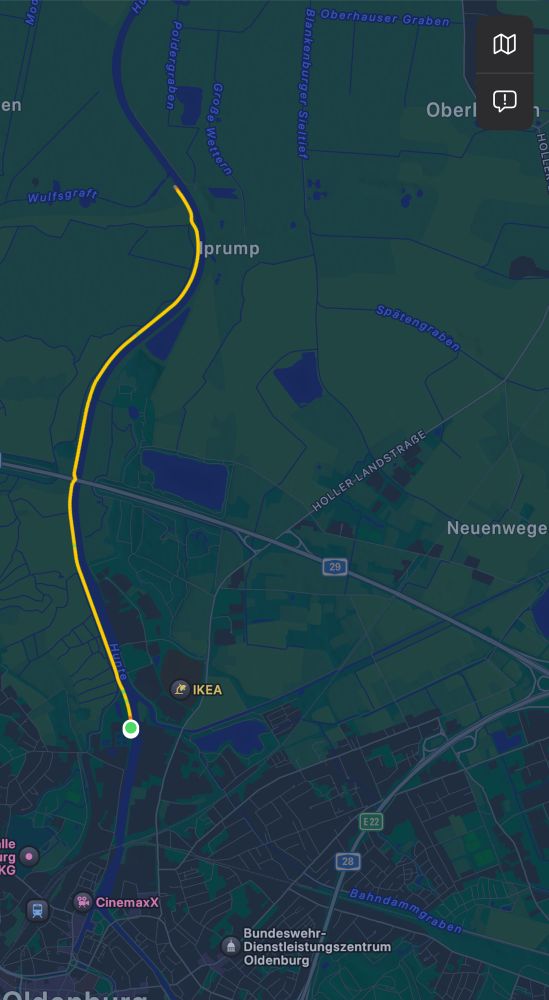 Die Route von meinem heutigen Lauf. 