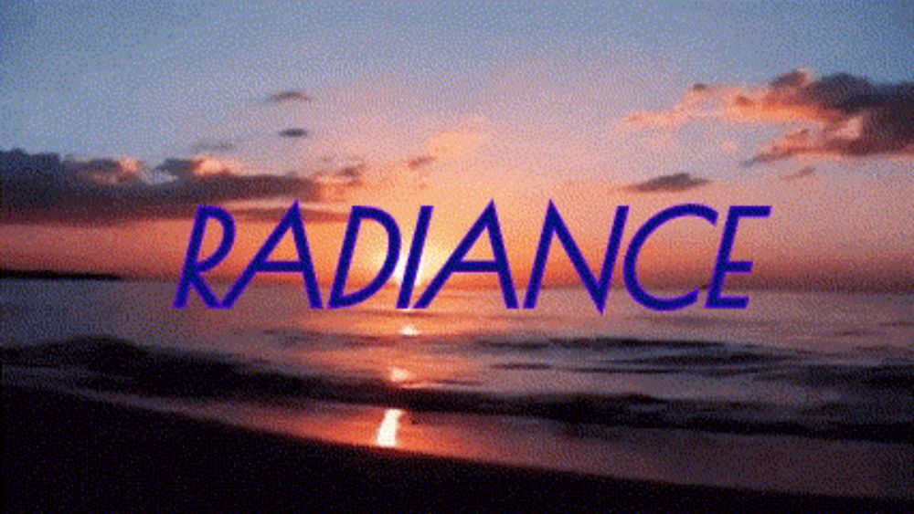 the word radiance is displayed on a beach