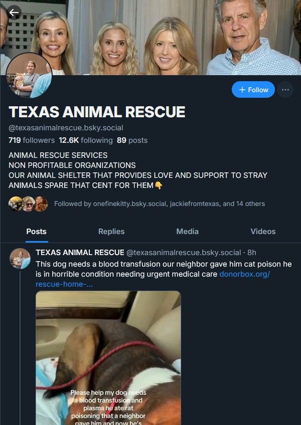 New multiple animal rescue scams sharing the same Donorbox link https://donorbox.org/rescue-home-809949 and various media pirated from the Internet. Banners and avatars from legit charity events and animal rescues. REPORT, REPOST, block!