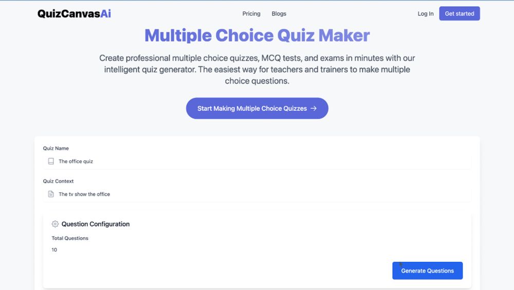 AI multiple choice quiz generator saas