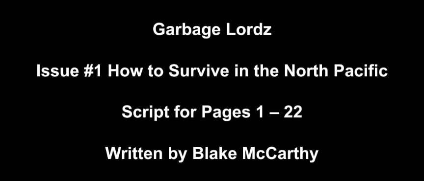 The title page of the Garbage Lordz script