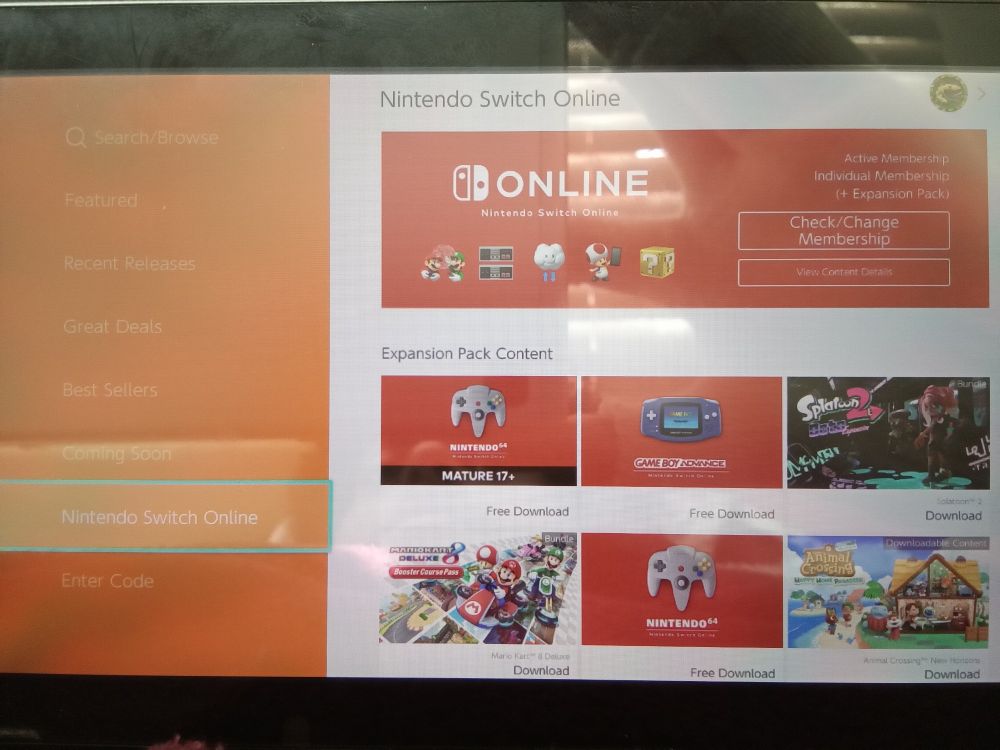 Yeah u can see my long fingers and hand, also the sunlight beamed windows of the reflection of my Nintendo Switch screen of the page of the main screen area of the Switch online or whatever!