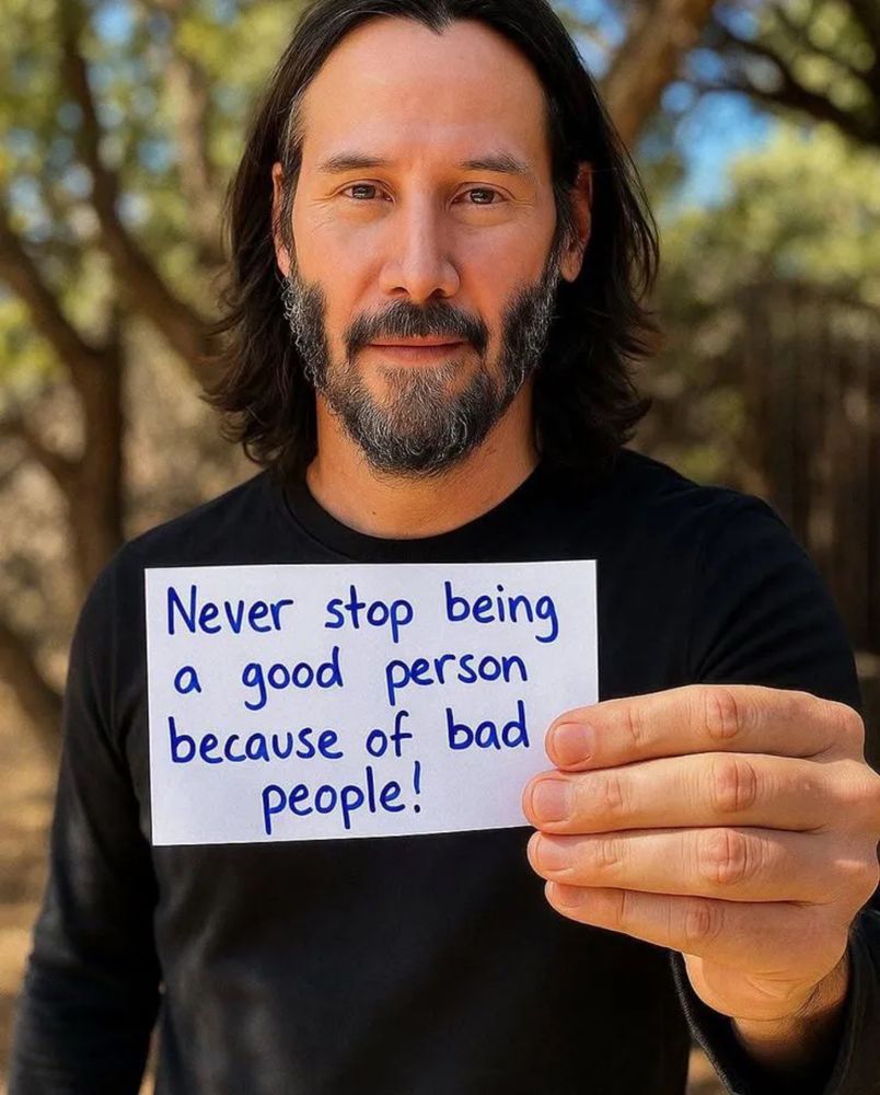 Keanu Reeves is probably the most over used celebrity meme nowadays, he probably never held up this card, but that said he’s a good dude and I’m sure he would support this use of his celebrity. Never stop being a good person because of bad people.🌹👍💕