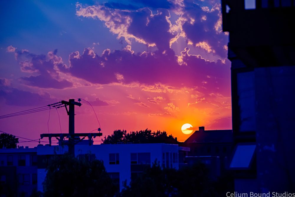 a sunset over minneapolis